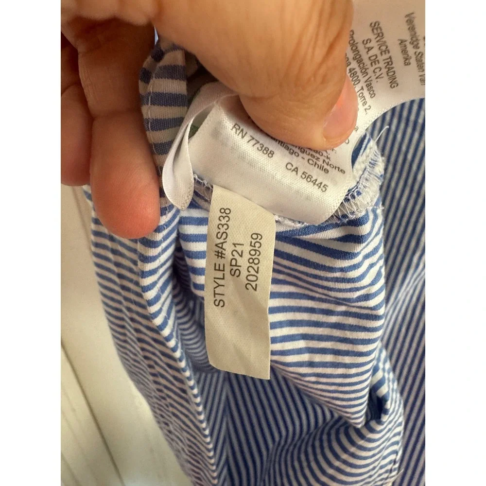 J.Crew Blue Striped Ruffleneck shirred top in cotton poplin size 2 - Picture 6 of 7
